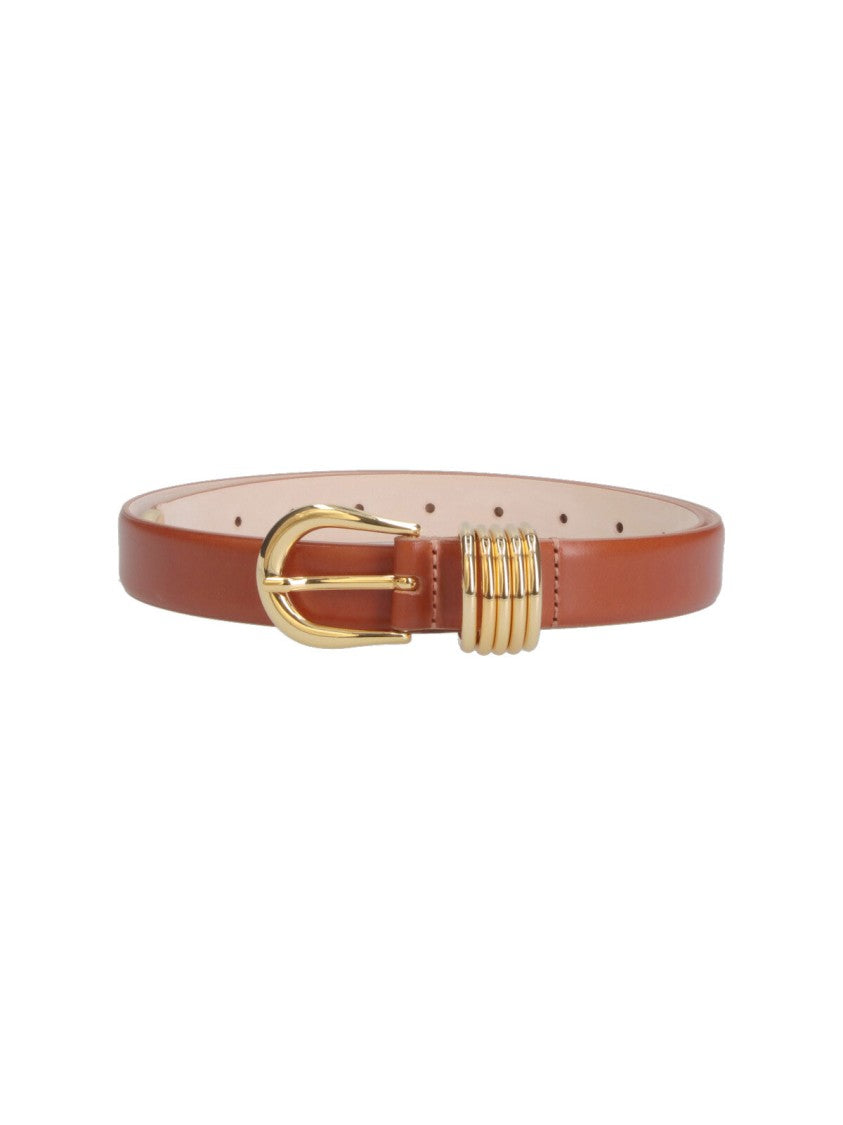 Dehanche Brown Hollyhock Adjustable Gold Buckle Belt