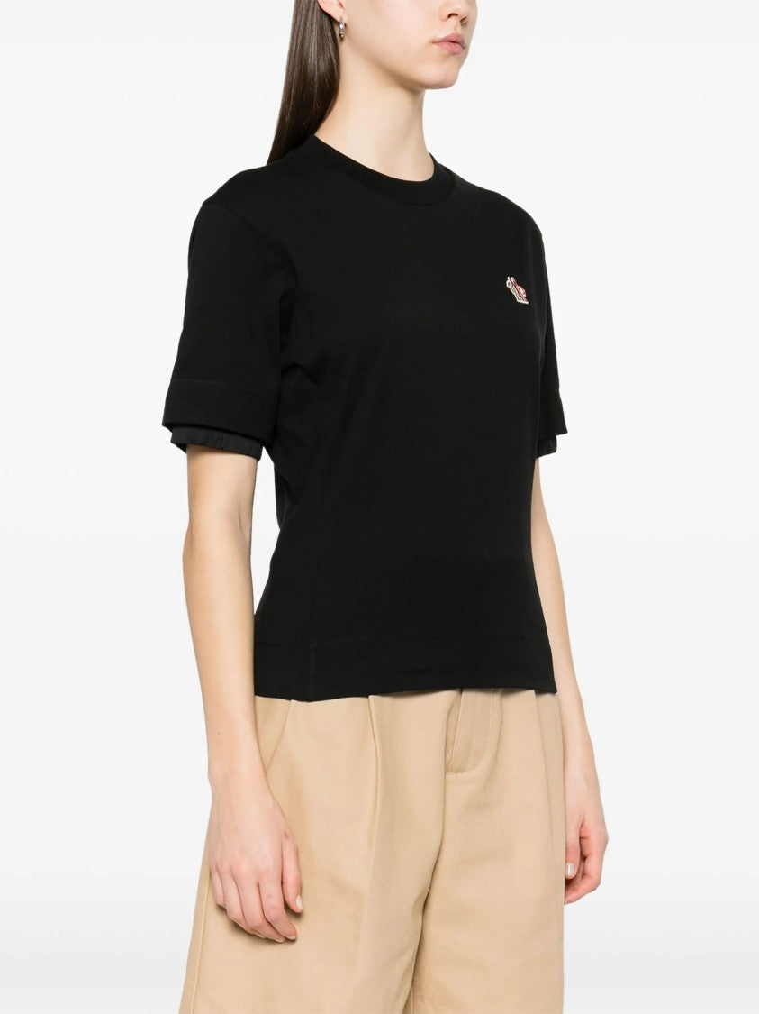 Moncler Grenoble Black Cropped Cotton T-Shirt