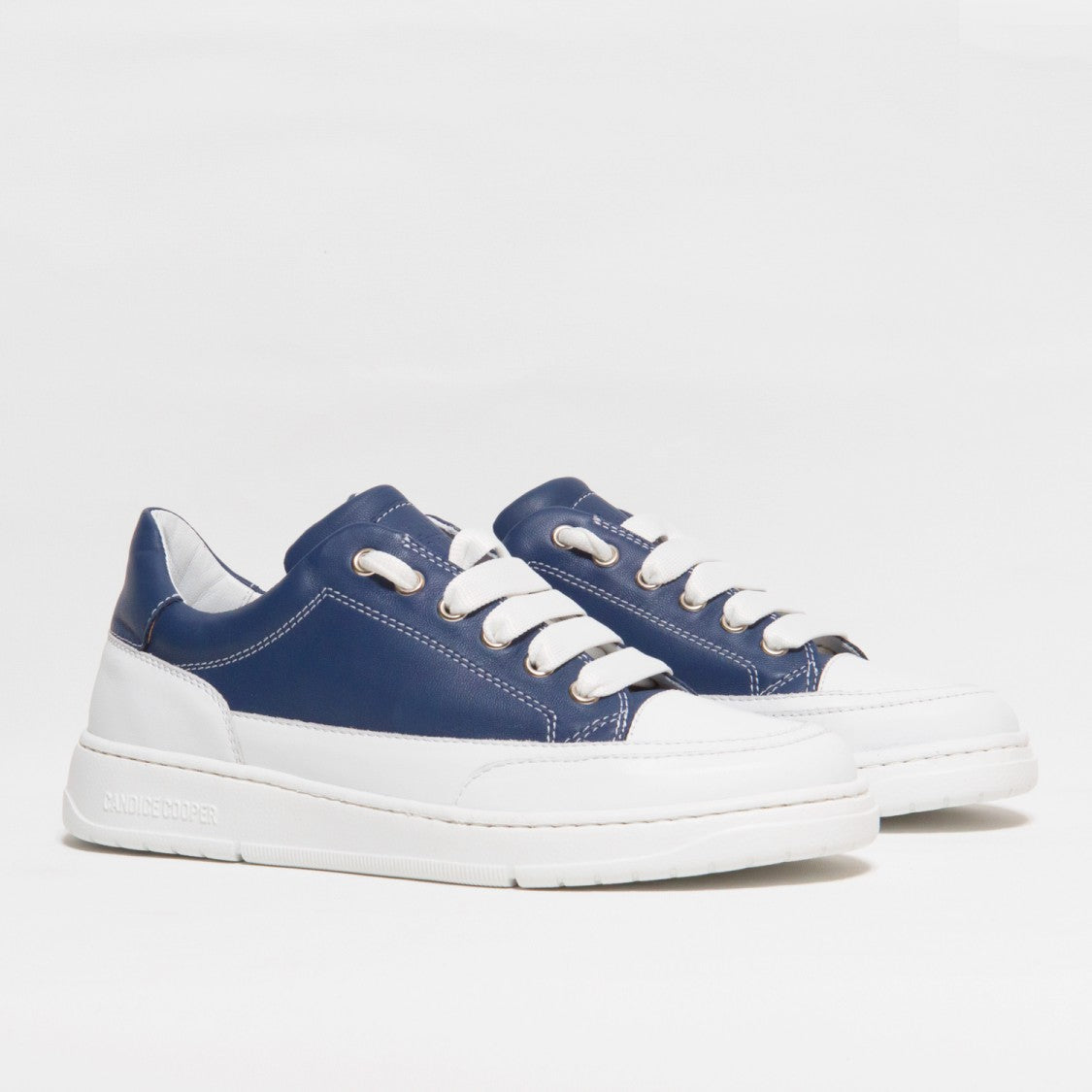 Candice Cooper Blue And White Nappa Sneakers