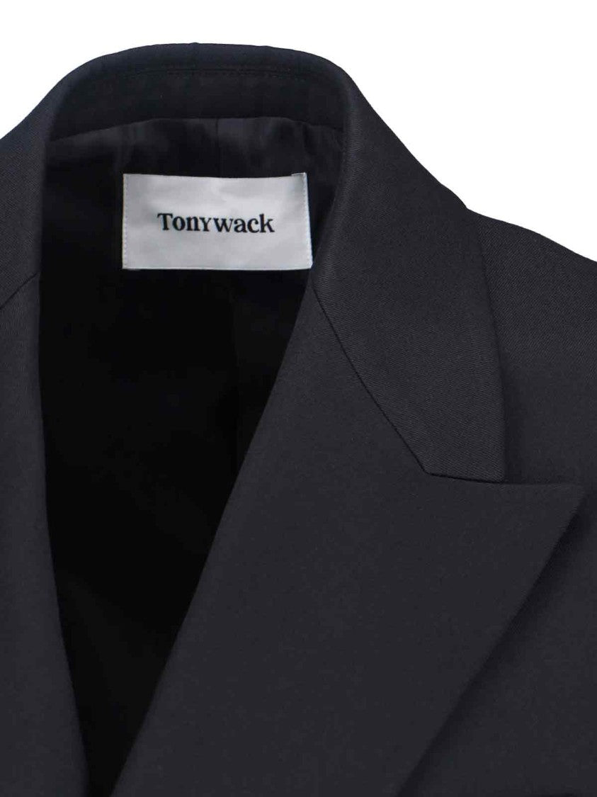 Tonywack Black Tony Wack Double-Breasted Wool-Blend Blazer