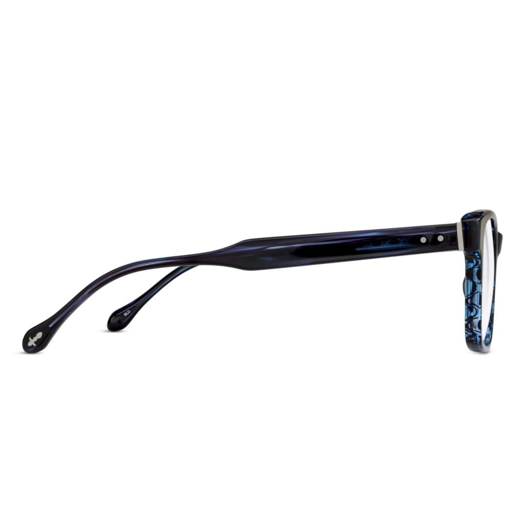 Matsuda M1035.Rx Rectangular Acetate Eyeglasses With Blue Marbled Accents