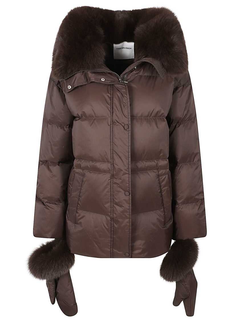 Yves Salomon Short Puffer Coat With Plush Fur Details