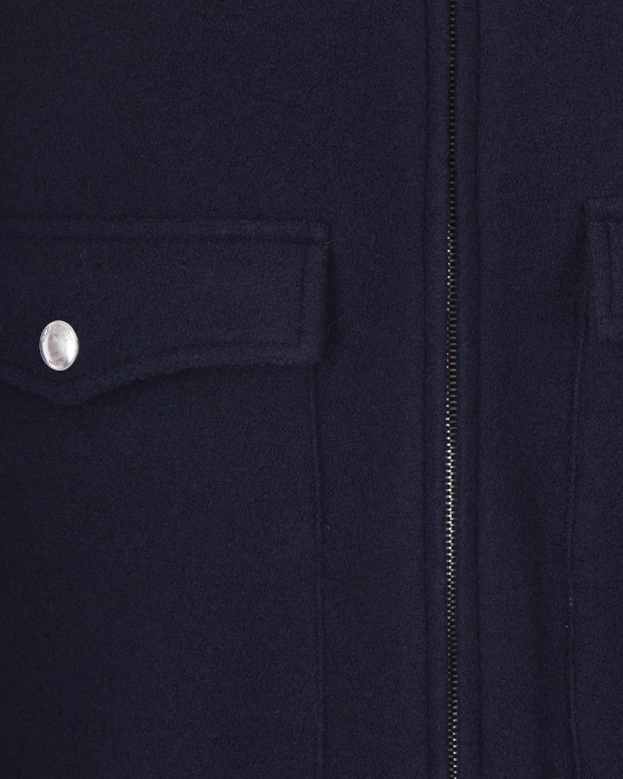 Eleventy Wool Full-Zip Jacket With High Collar And Flap Pockets