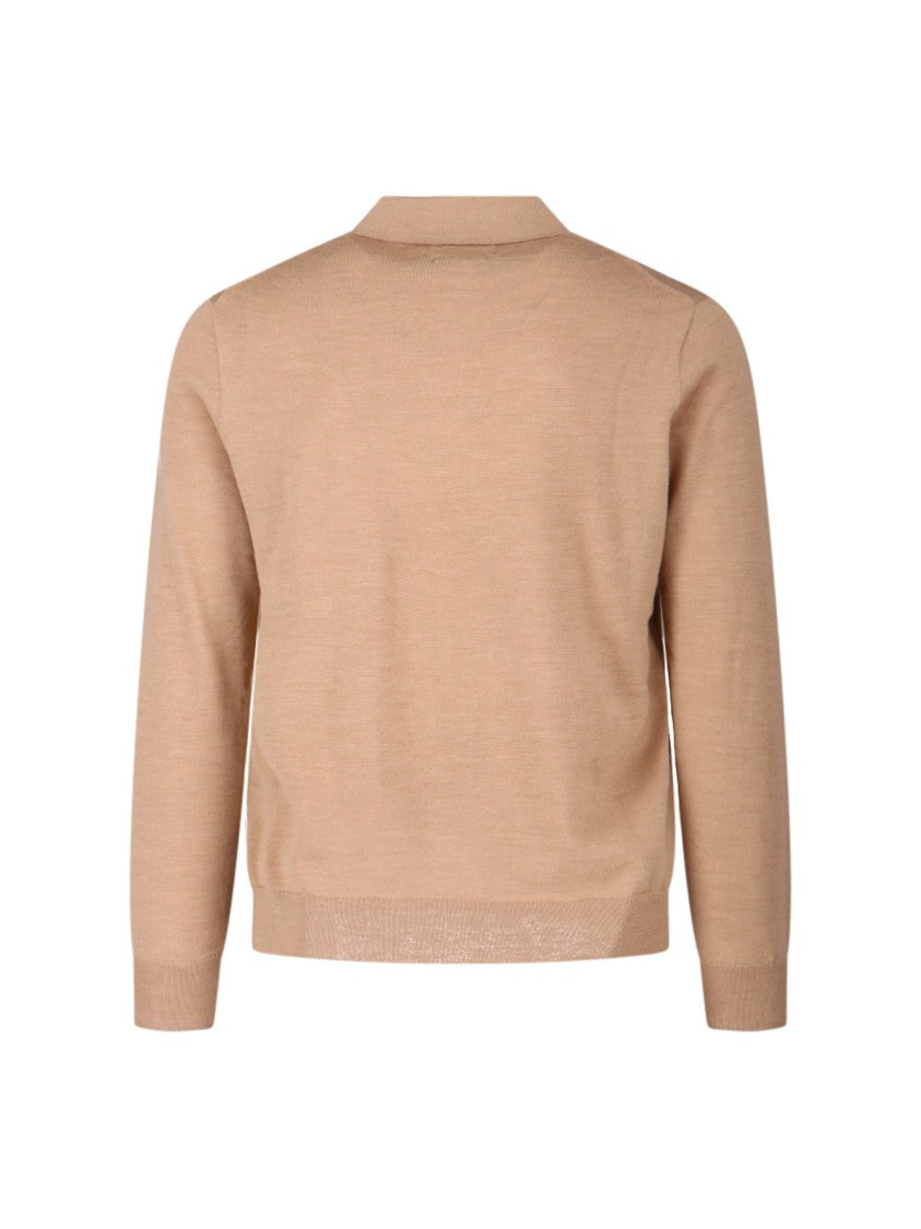 Polo Ralph Lauren Wool Knit Shirt With Logo – Beige