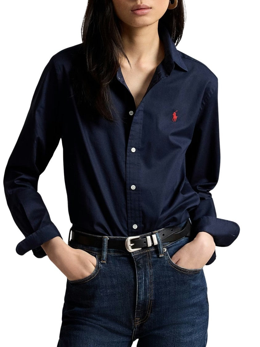 Polo Ralph Lauren Structured Collar Cotton Twill Shirt With Embroidered Logo