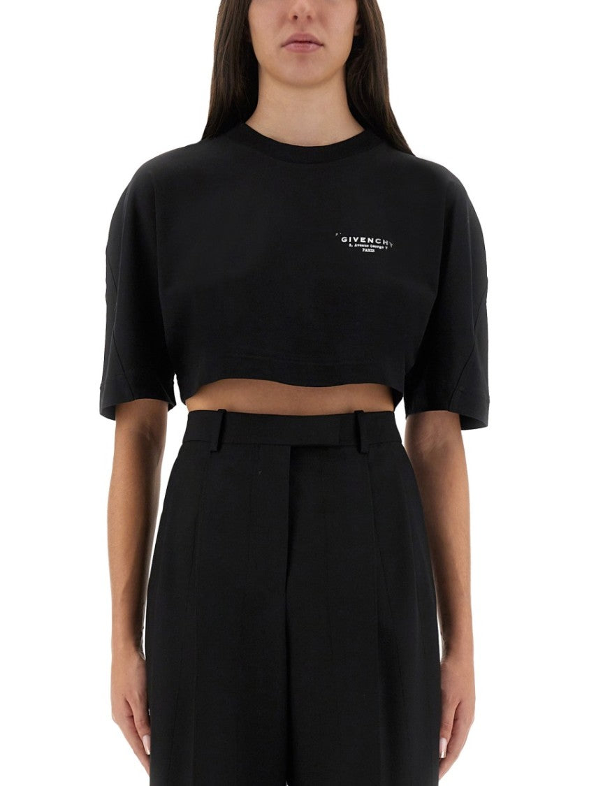Givenchy Cropped T-Shirt With Logo Print