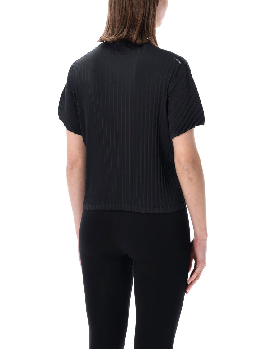 Satisfy Pleated Auralite™ Black T-Shirt With Reflective Details