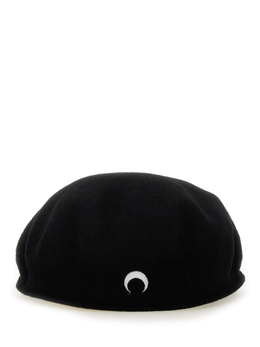 Marine Serre Wool Crescent Moon Embroidered Beret