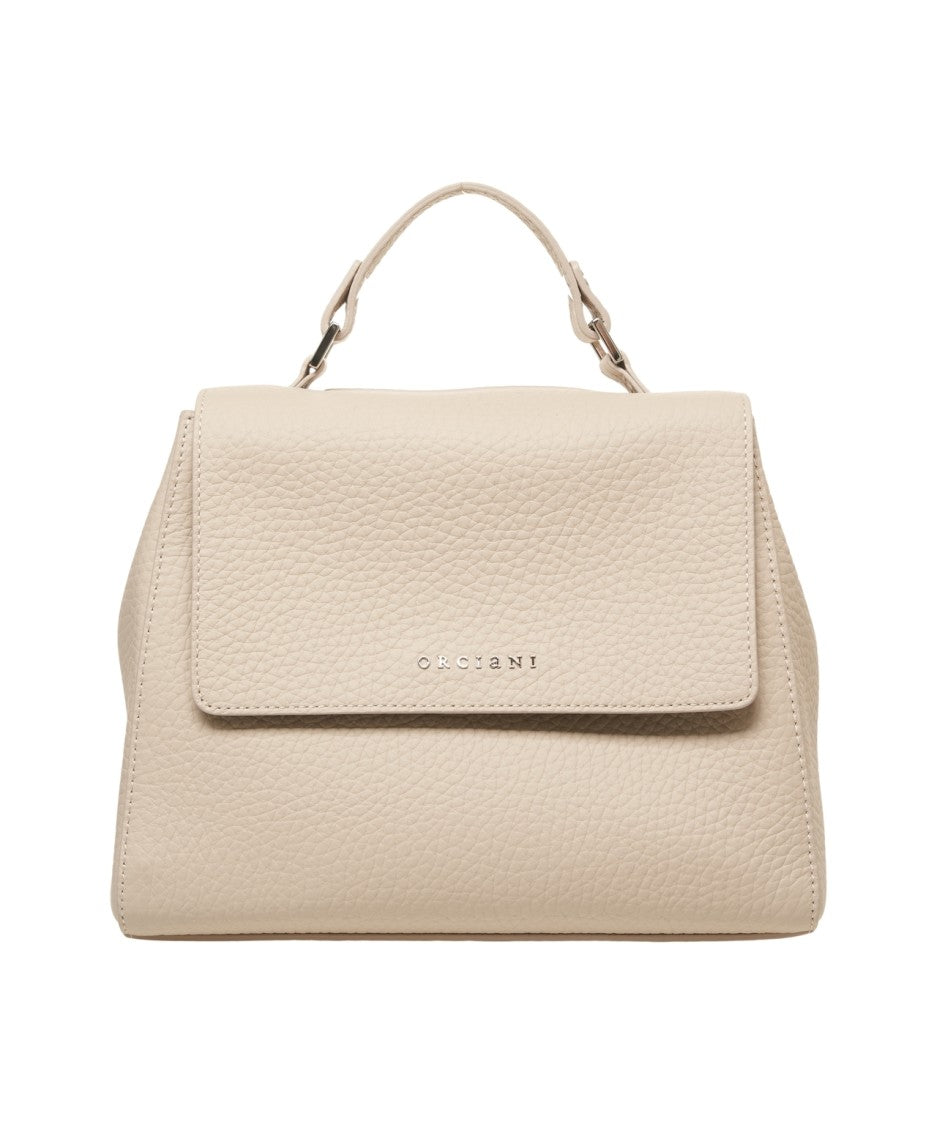 Orciani Pebbled Leather 'Sveva' Handbag With Magnetic Closure And Removable Strap