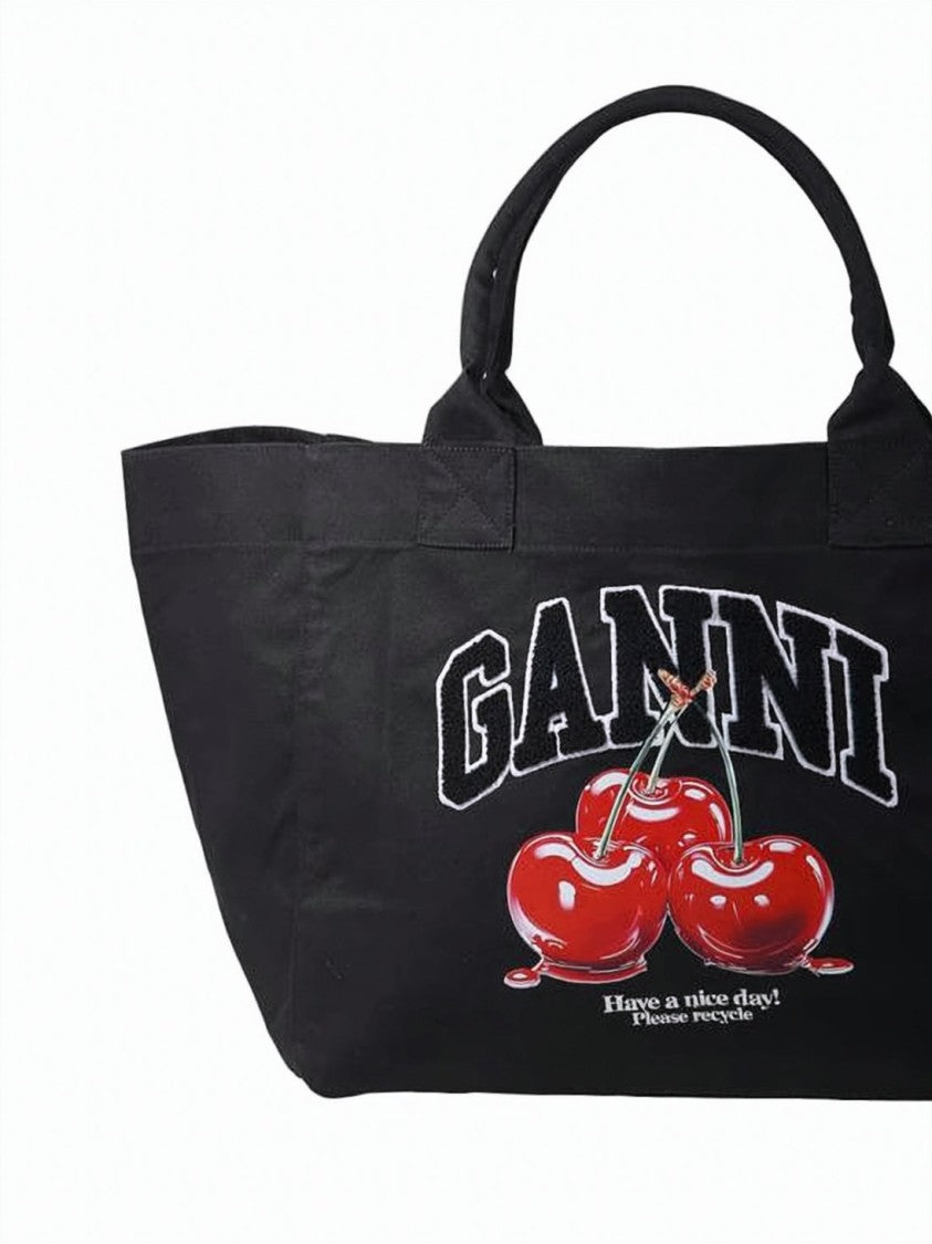 Ganni Spacious Black Tote Bag
