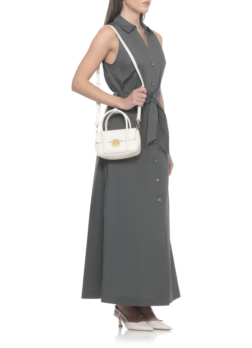 Coccinelle Ivory Leather C-Me Lock Mini Bag With Gold-Tone Accents