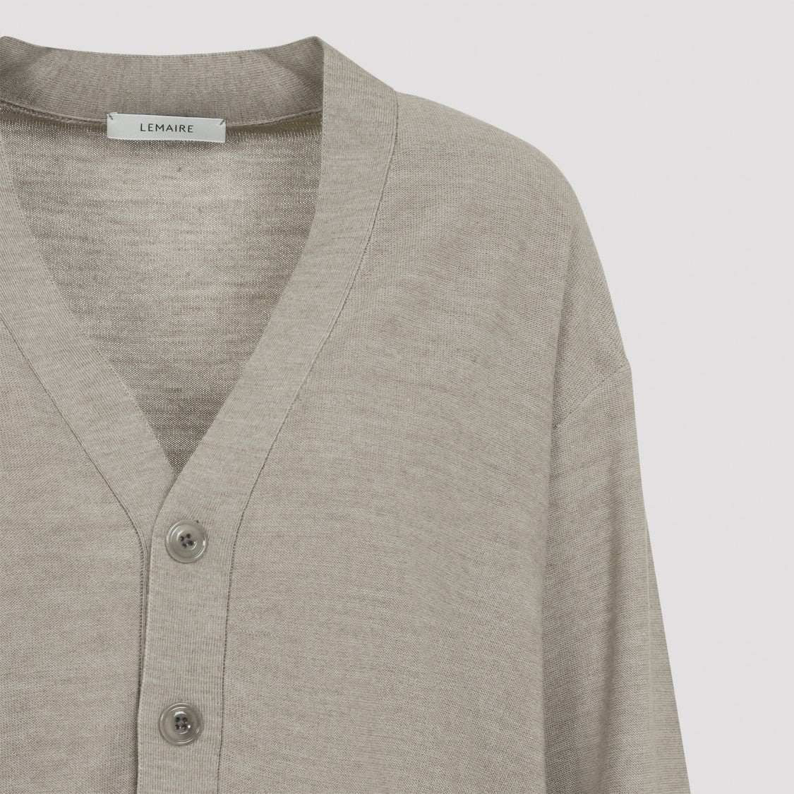 Lemaire Light Taupe Wool Relaxed Twisted Cardigan