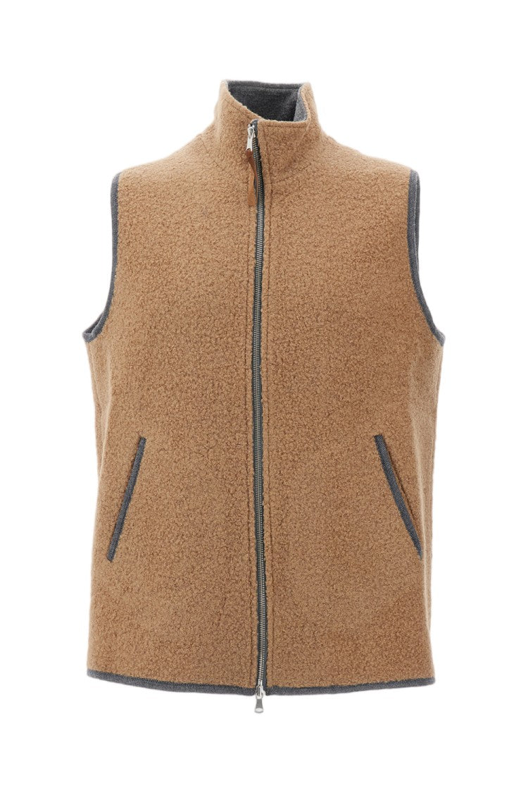 Alpe Piano Beige Sleeveless High Collar Jacket