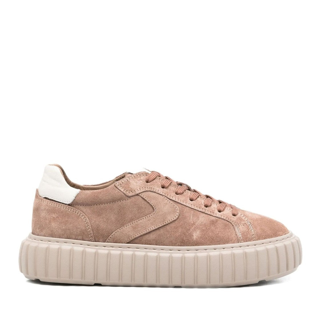 Sergio Moretti Beige Wave Stitch Detailing Suede Flat Sneakers