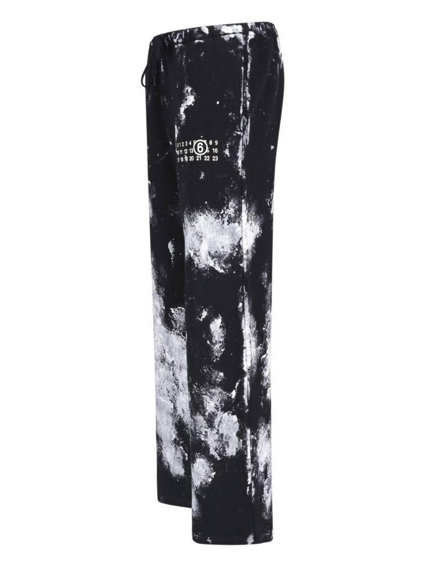 Mm6 By Maison Margiela Black Distressed Splatter Pattern Sport Trousers