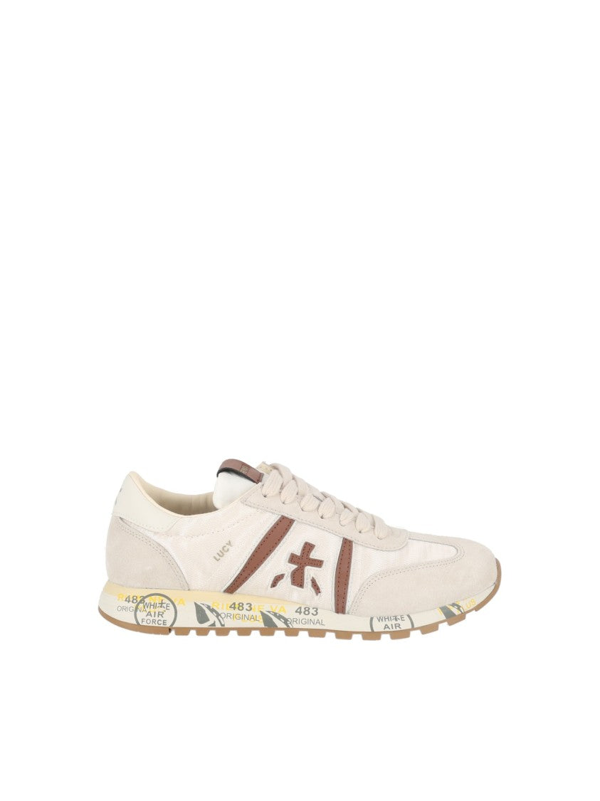 Premiata White Lucyd0.1 Leather Fabric Low-Top Sneakers