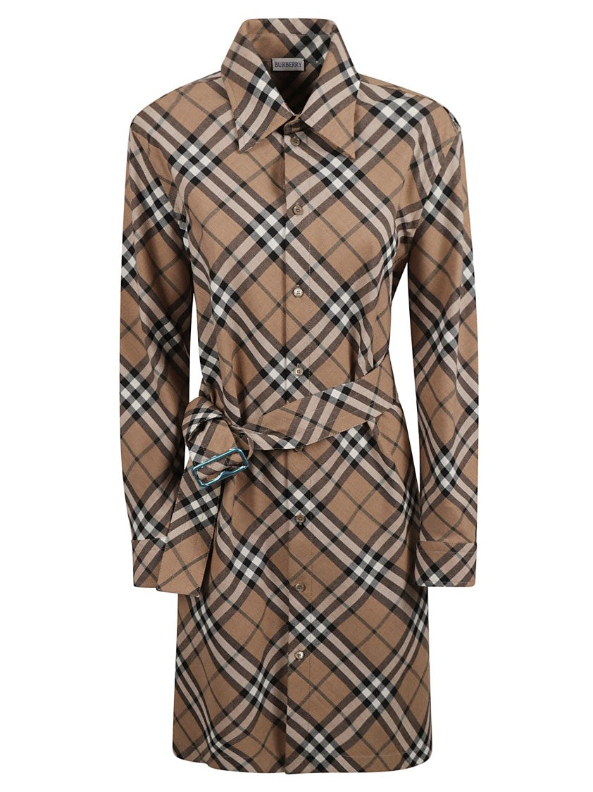 Burberry Structured Collar Plaid Dress