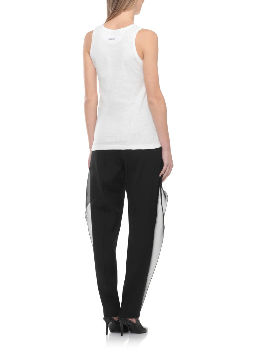 Lanvin White Embellished Sleeveless Tank Top