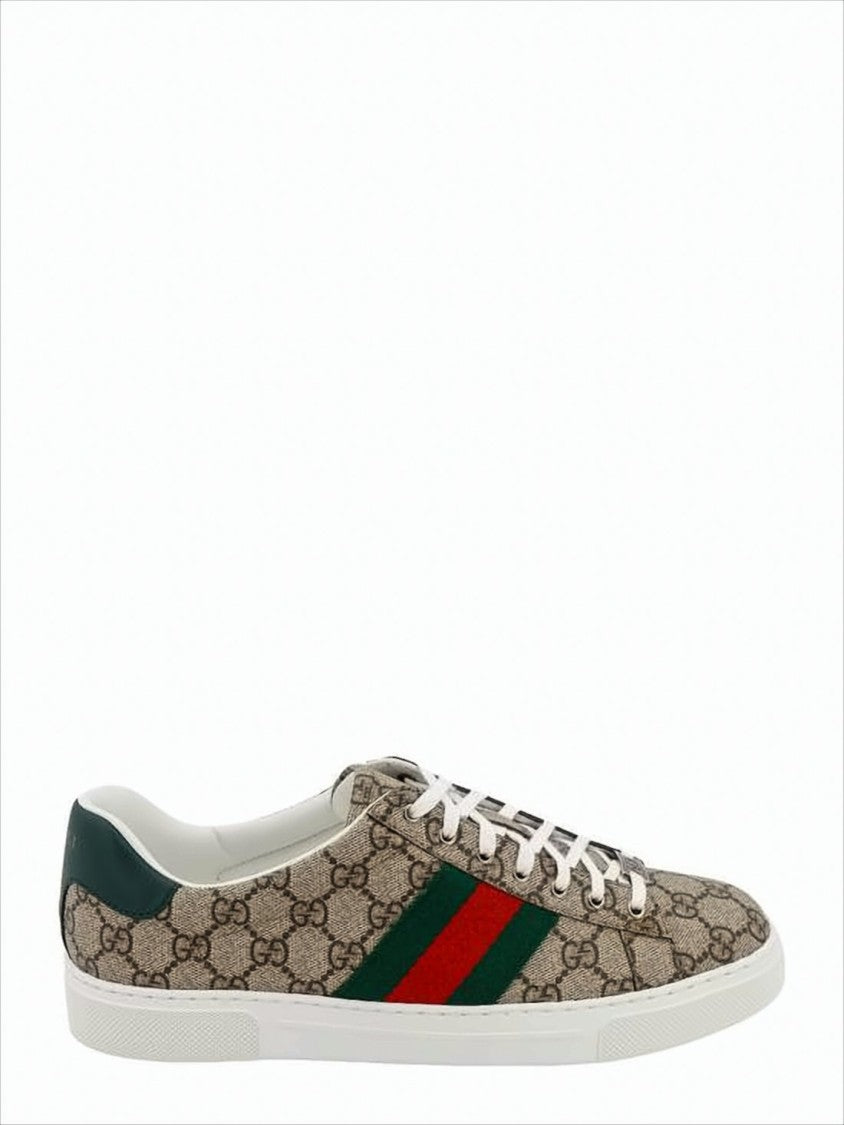Gucci Monogram Canvas Low-Top Sneakers With Signature Stripes