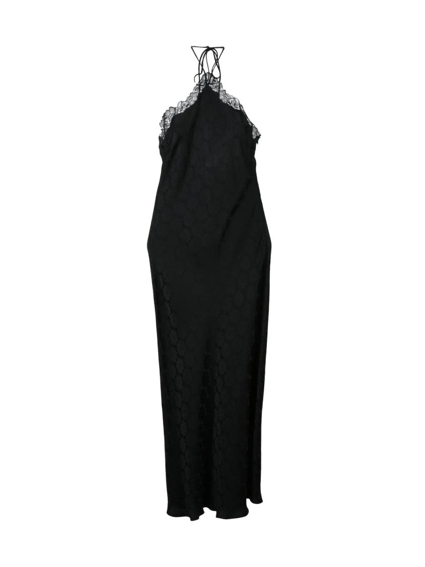 Stella Mccartney Black Lace Trim Viscose Lingerie Midi Dress
