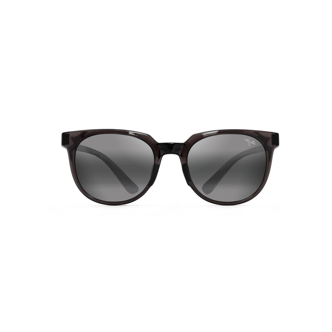 Maui Jim Wailua Translucent Dark Plastic Rounded Sunglasses With Integrated Nose Pads