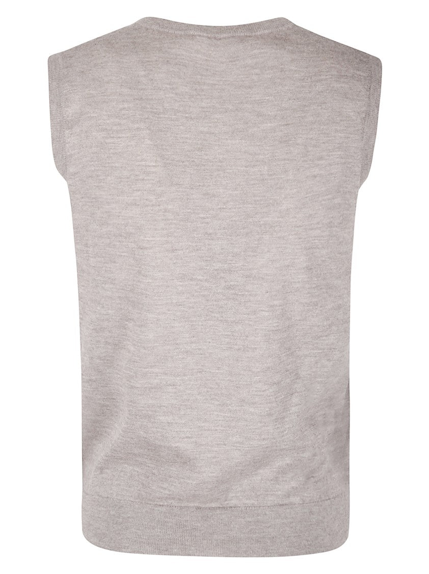 Lisa Yang Sleeveless Cashmere Top With V-Neckline And Contrast Edges