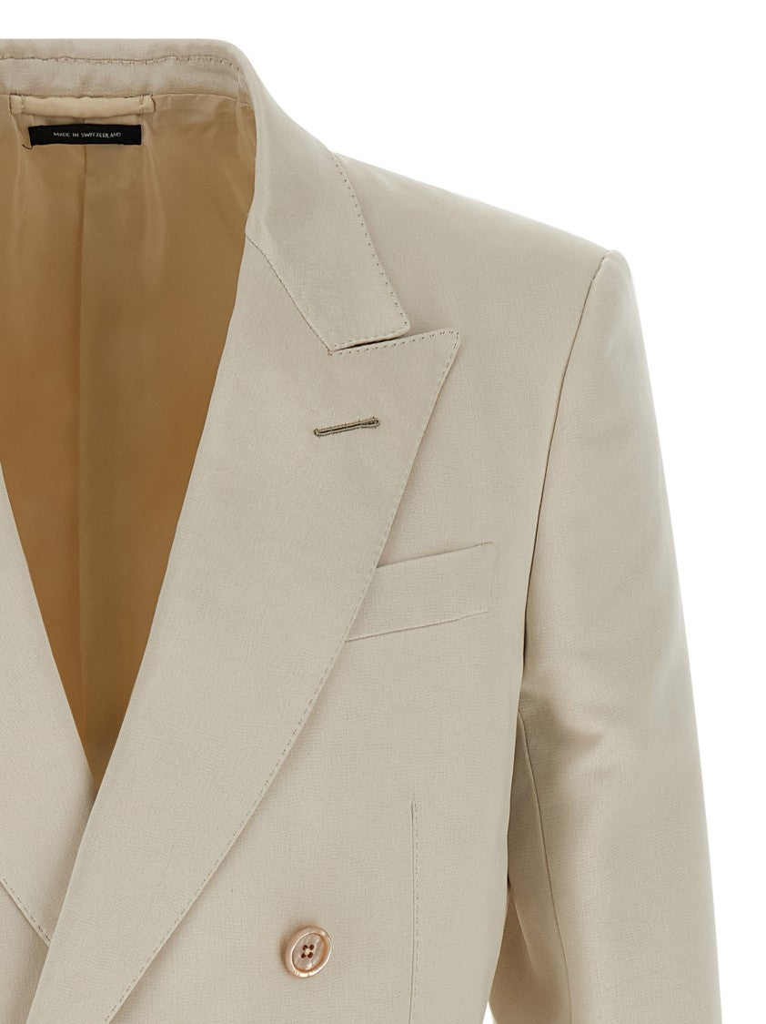 Tom Ford Structured Double-Breasted Blazer With Mother-Of-Pearl Buttons