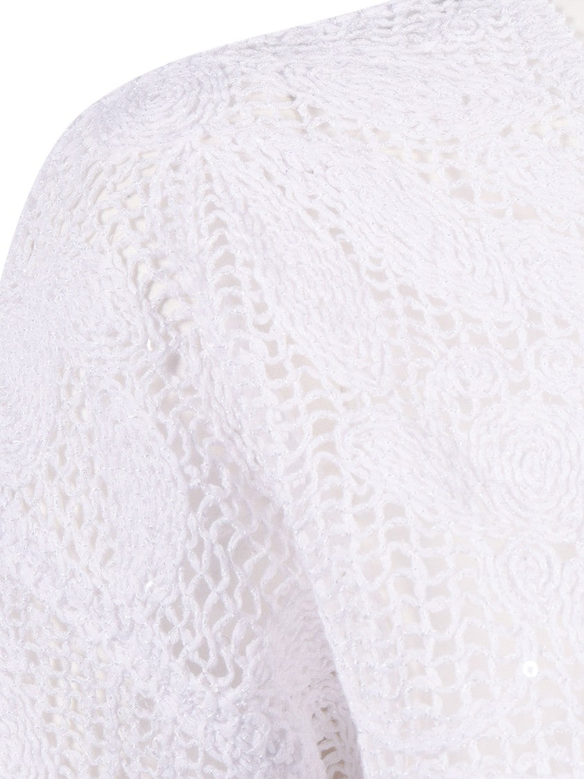 Kangra Cashmere Semi Sheer Sequined Embroidered Top