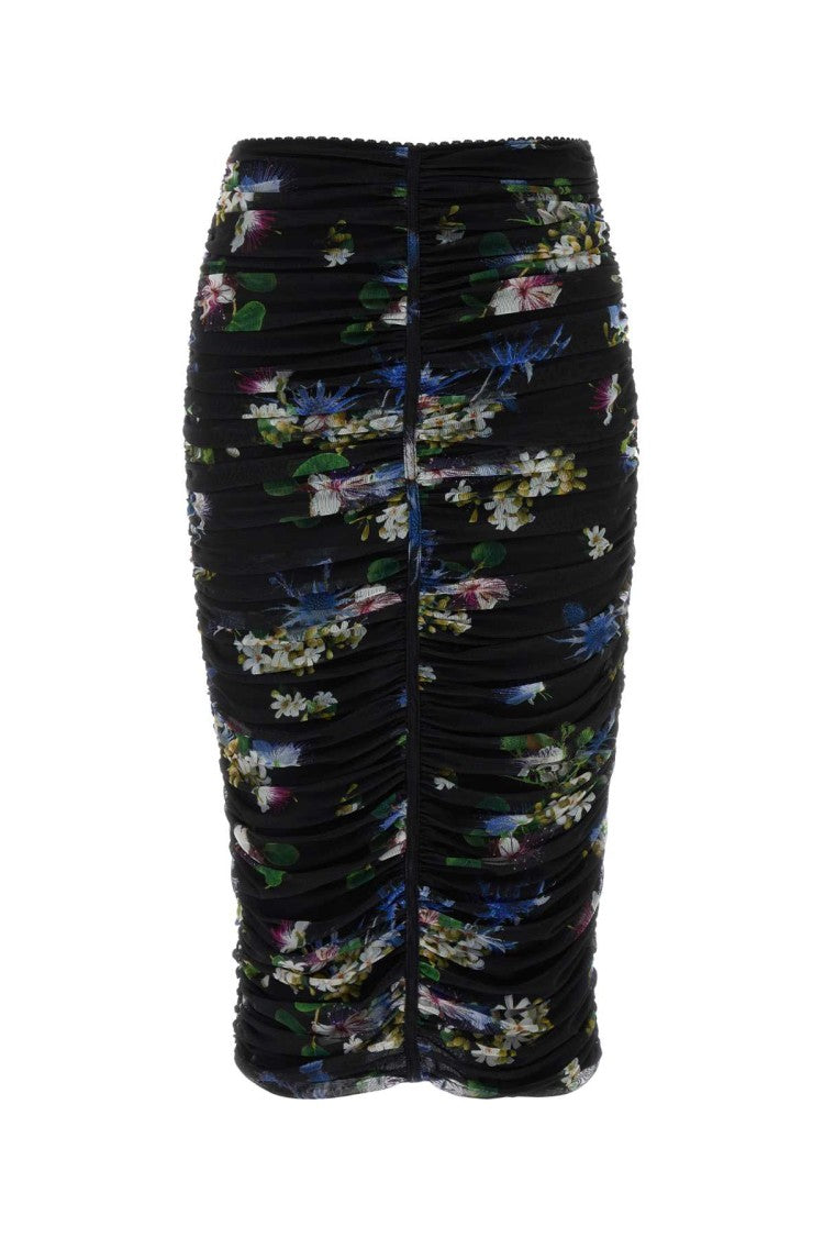 Blumarine Printed Stretch Tulle Skirt