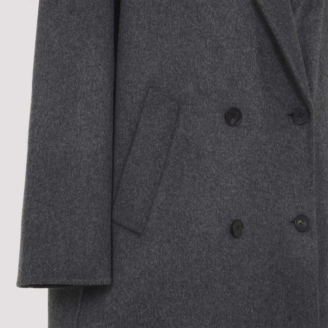 The Frankie Shop Dark Grey Melange Wool Double Breasted Coat