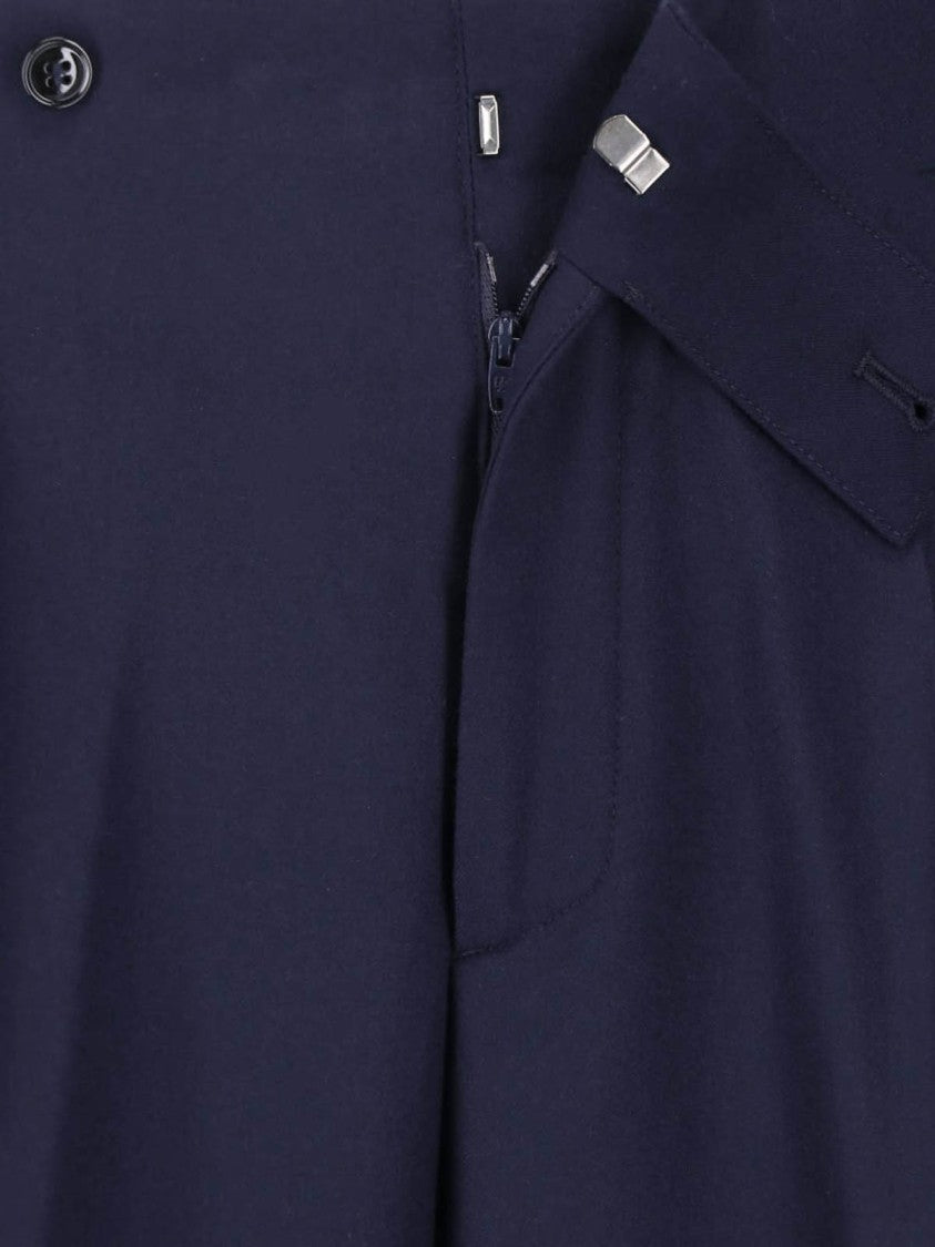 Giorgio Armani Navy Blue Virgin Wool Straight-Leg Pants
