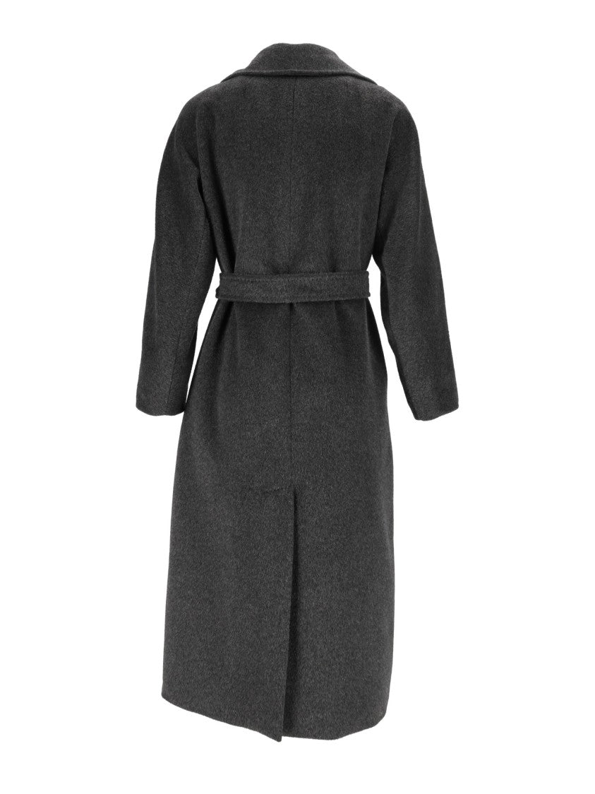 Max Mara Grey Tempera Belted Wrap Coat