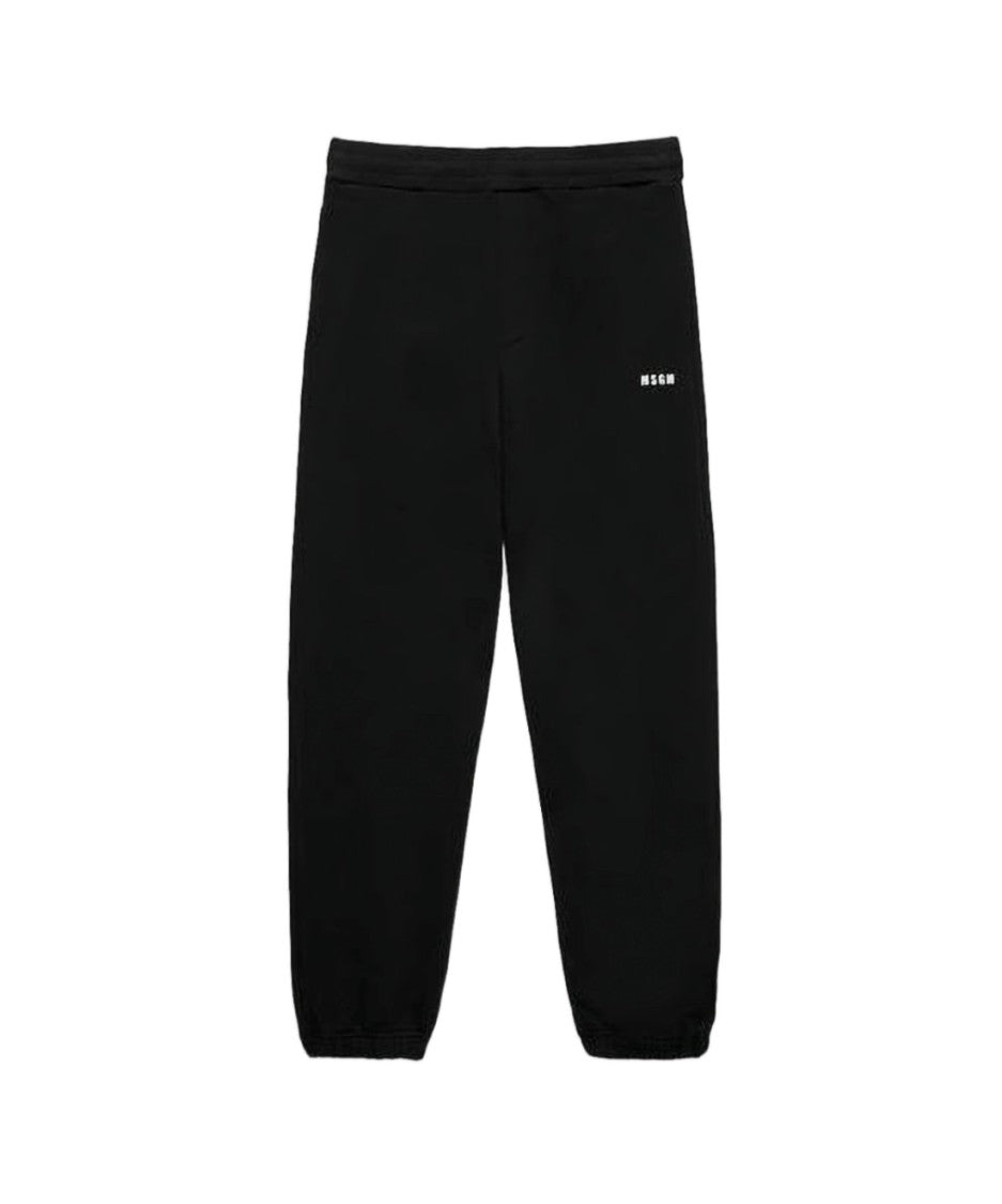 Msgm Relaxed Fit Black Jogger Pants With Subtle Logo Detail