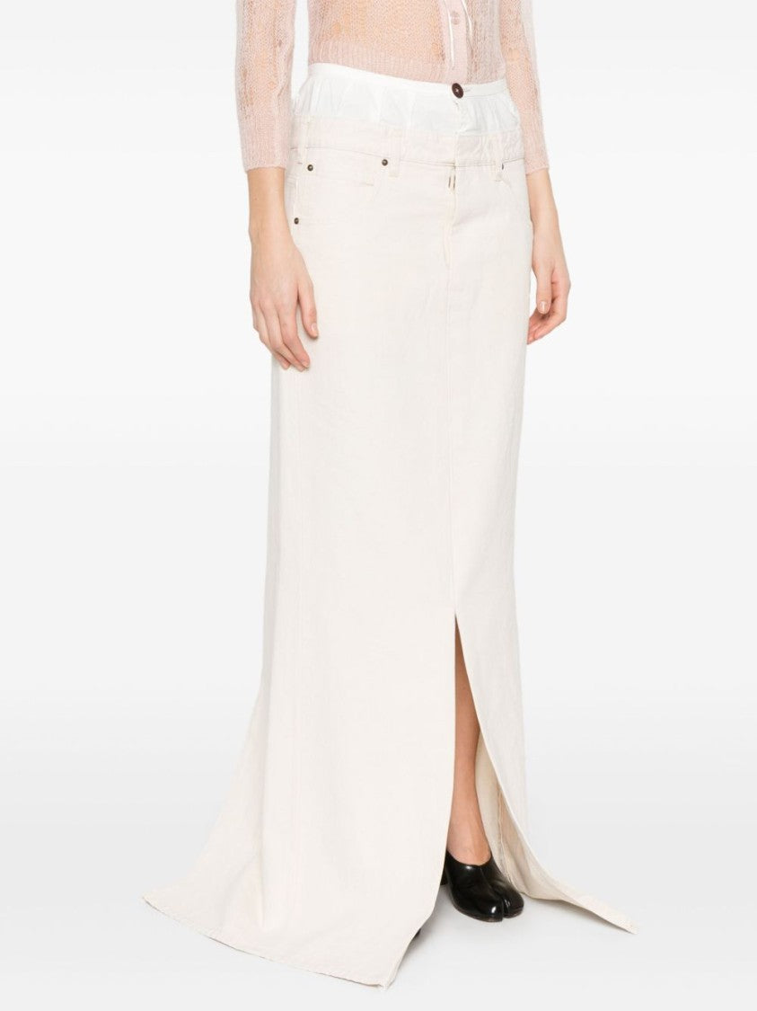 Maison Margiela Beige Cotton Denim Long Skirt