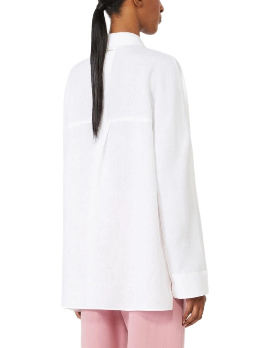 Max Mara White Kimono Sleeve Lino Shirt
