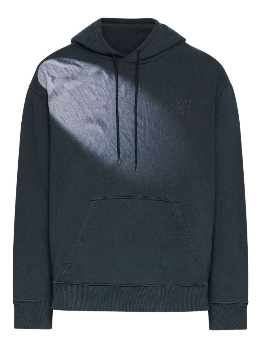 Mm6 By Maison Margiela Relaxed Fit Hoodie With Faded Diagonal Design