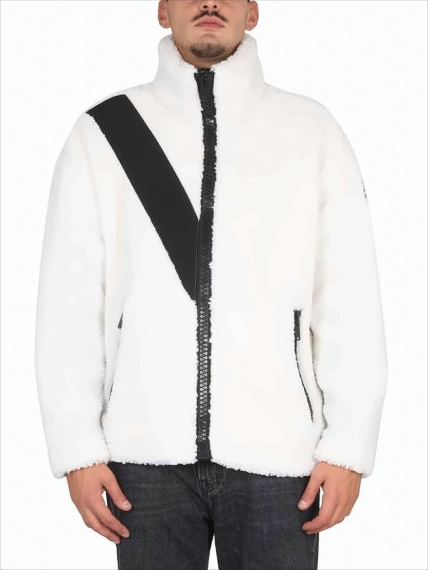 Moose Knuckles Textured White Jacket With High Collar