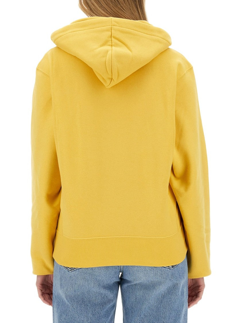 Saint Laurent Yellow Oversized Sweatshirt With Signature Logo
