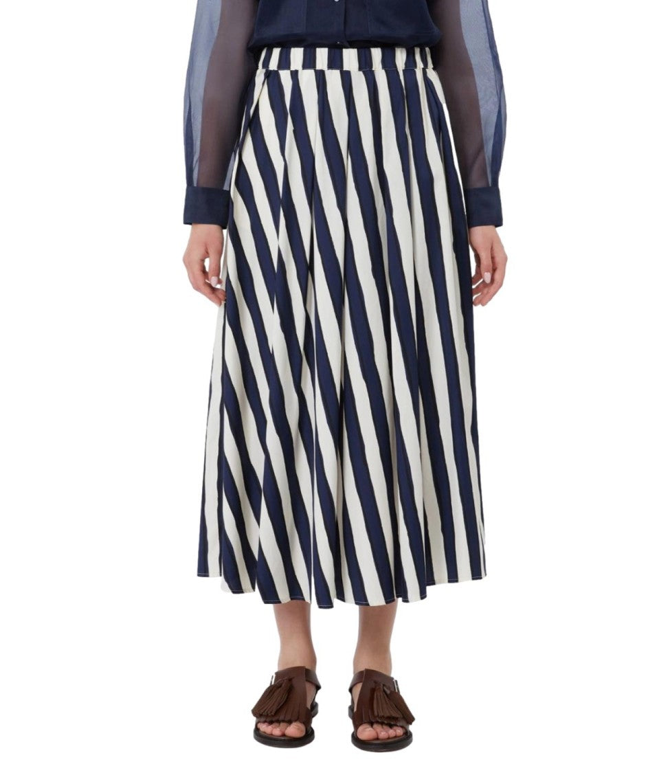 Max Mara Blue Striped Wkduomo Cotton Skirt