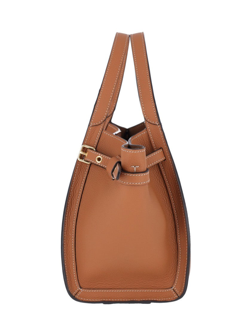 Tod's Brown T Signature Calfskin Tote Bag