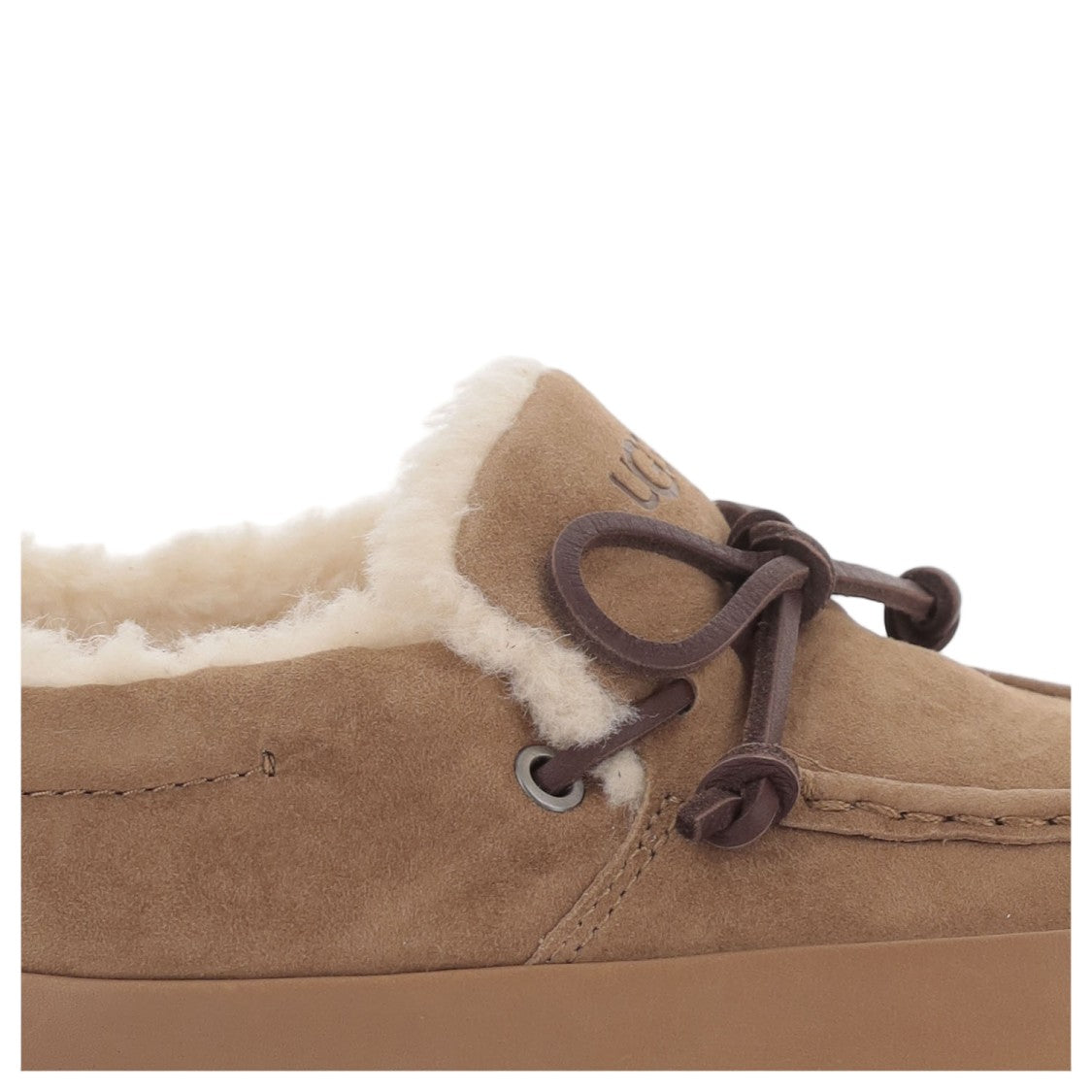 Ugg Beige Quill Bow Plush Lined Suede Loafers