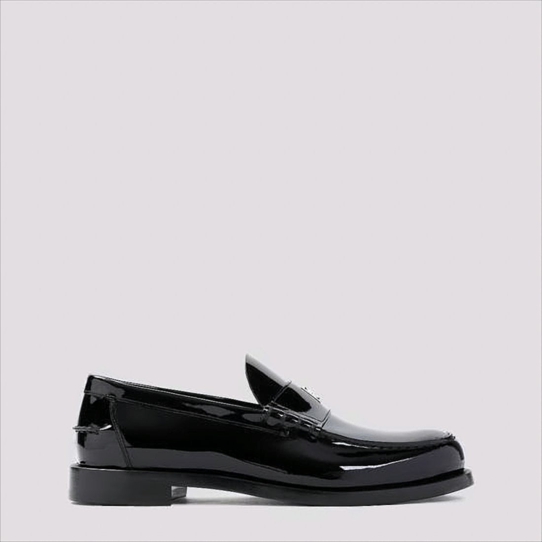 Givenchy Glossy Black Moc Toe Loafers With Metallic Details