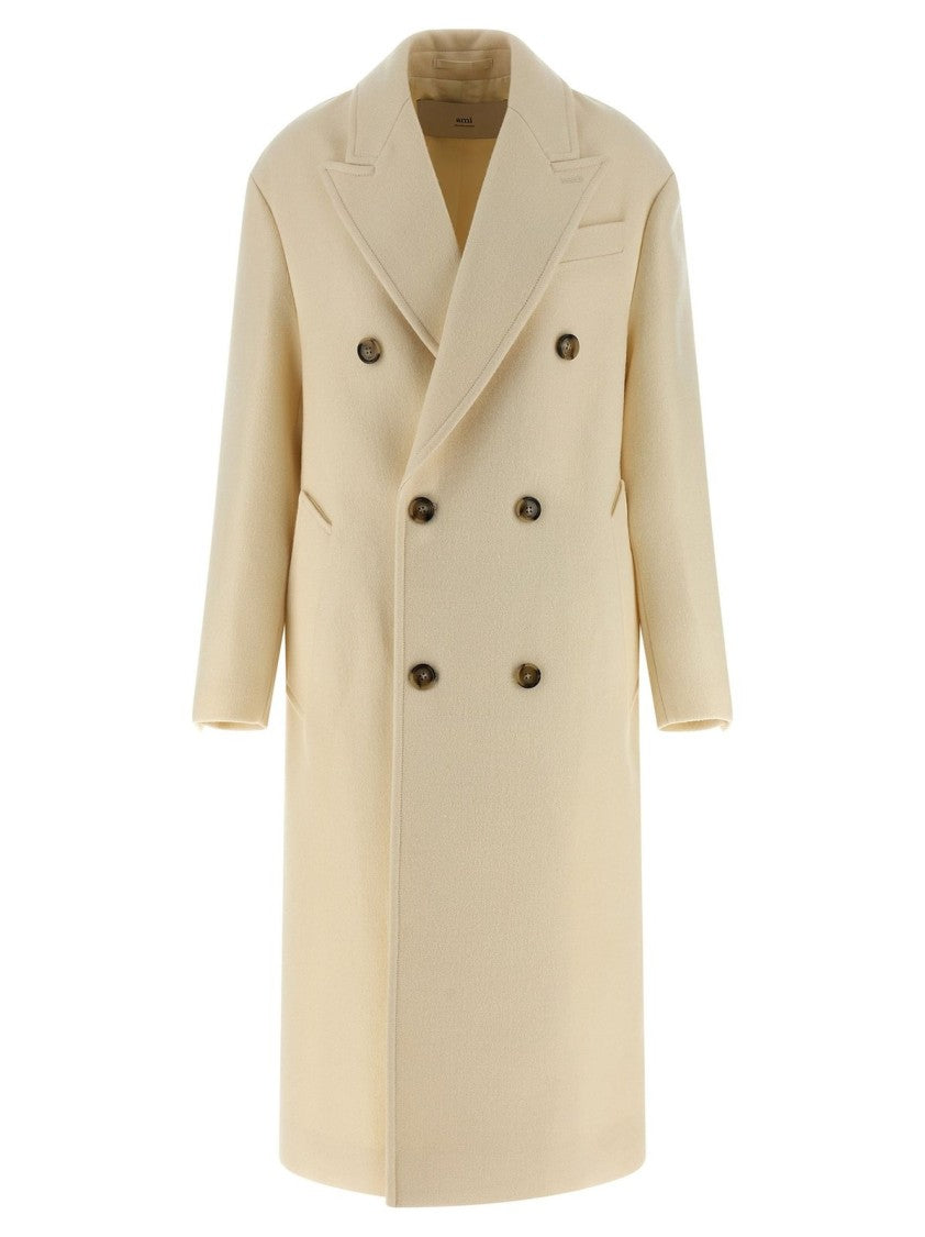 Ami Paris Double-Breasted Coat – White