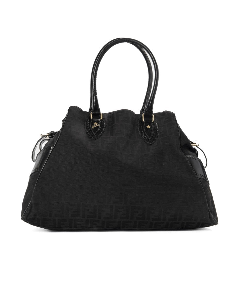 Fendi Black Ff Logomania Medium Canvas Tote Bag