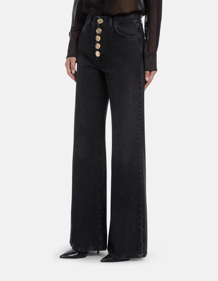 Dondup Wide-Leg Jeans With Ornate Gold Button Detailing