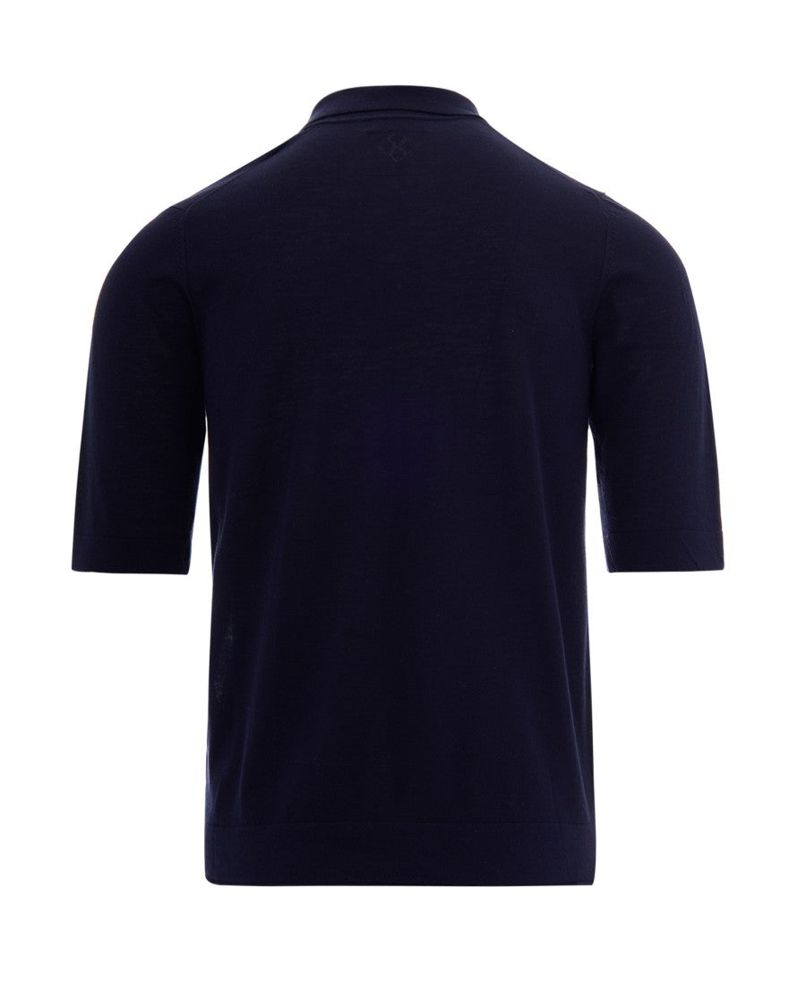 Ballantyne Short-Sleeved Navy Button-Up Shirt With Classic Collar