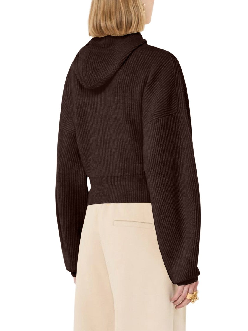 Sportmax Cropped Ribbed Metallic Zip Cardigan