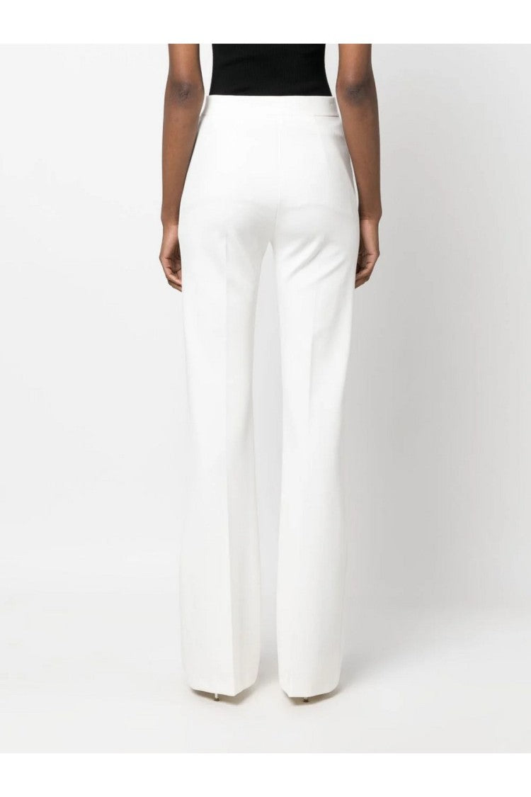 Pinko White Viscose-Nylon Flared Trousers