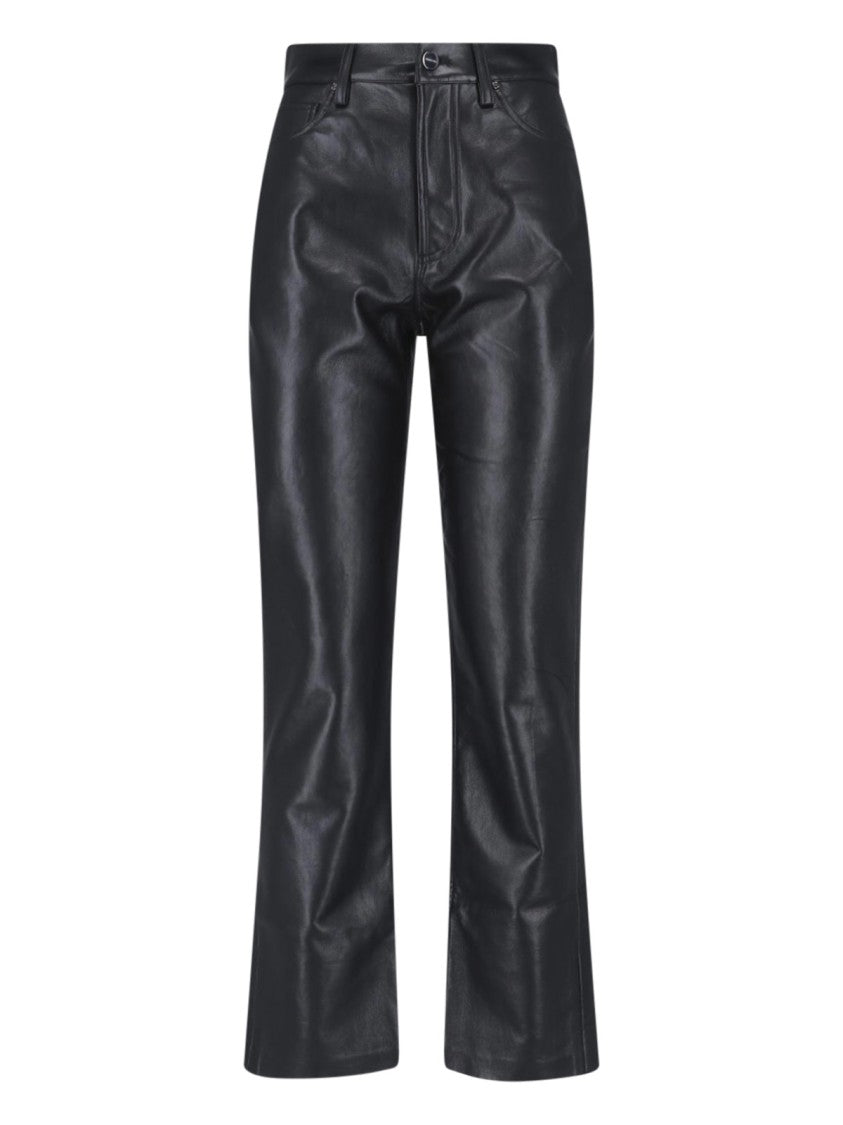 Anine Bing Slightly Flared Trousers With Glossy Black Finish