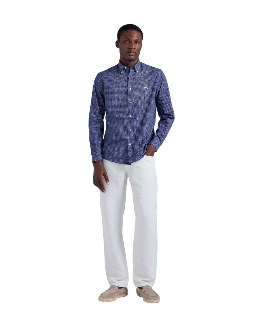 Harmont & Blaine Tailored Blue Cotton Poplin Shirt